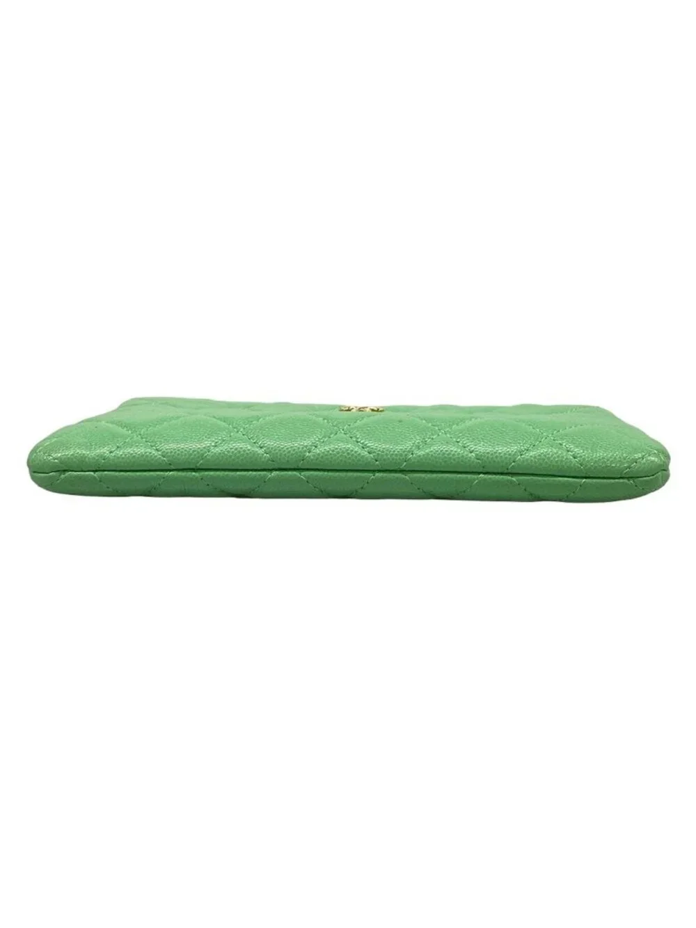 Chanel Pouch Quilted Light Green CC Logo Gold